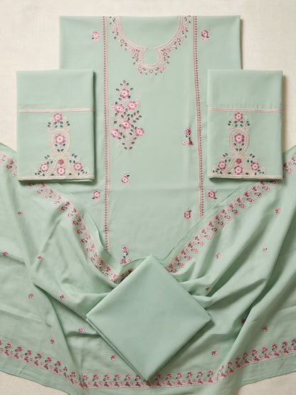 Mint Blossom | 3 Piece - Embroidered Premium Lawn Suit