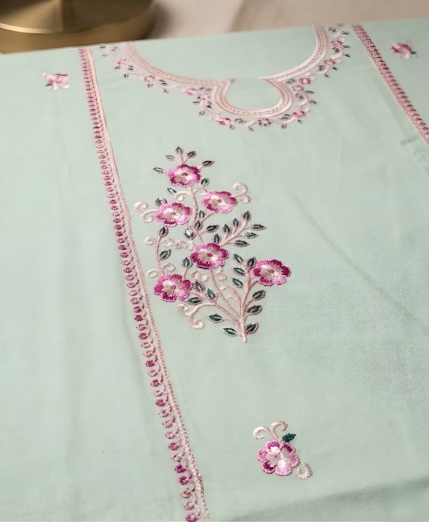 Mint Blossom | 3 Piece - Embroidered Premium Lawn Suit