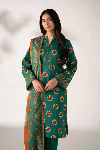 Emerald Elegance - 3 Piece Premium Printed Lawn-Unstitched
