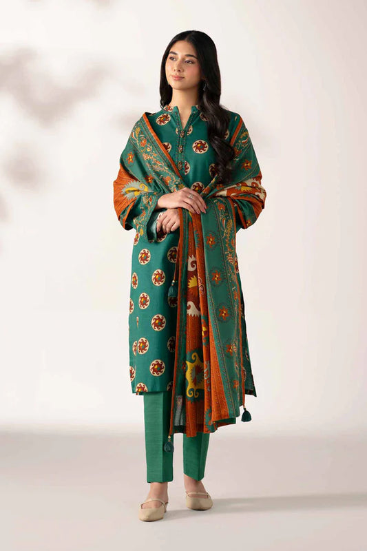 Emerald Elegance - 3 Piece Premium Printed Lawn-Unstitched