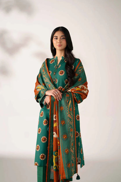 Emerald Elegance - 3 Piece Premium Printed Lawn-Unstitched