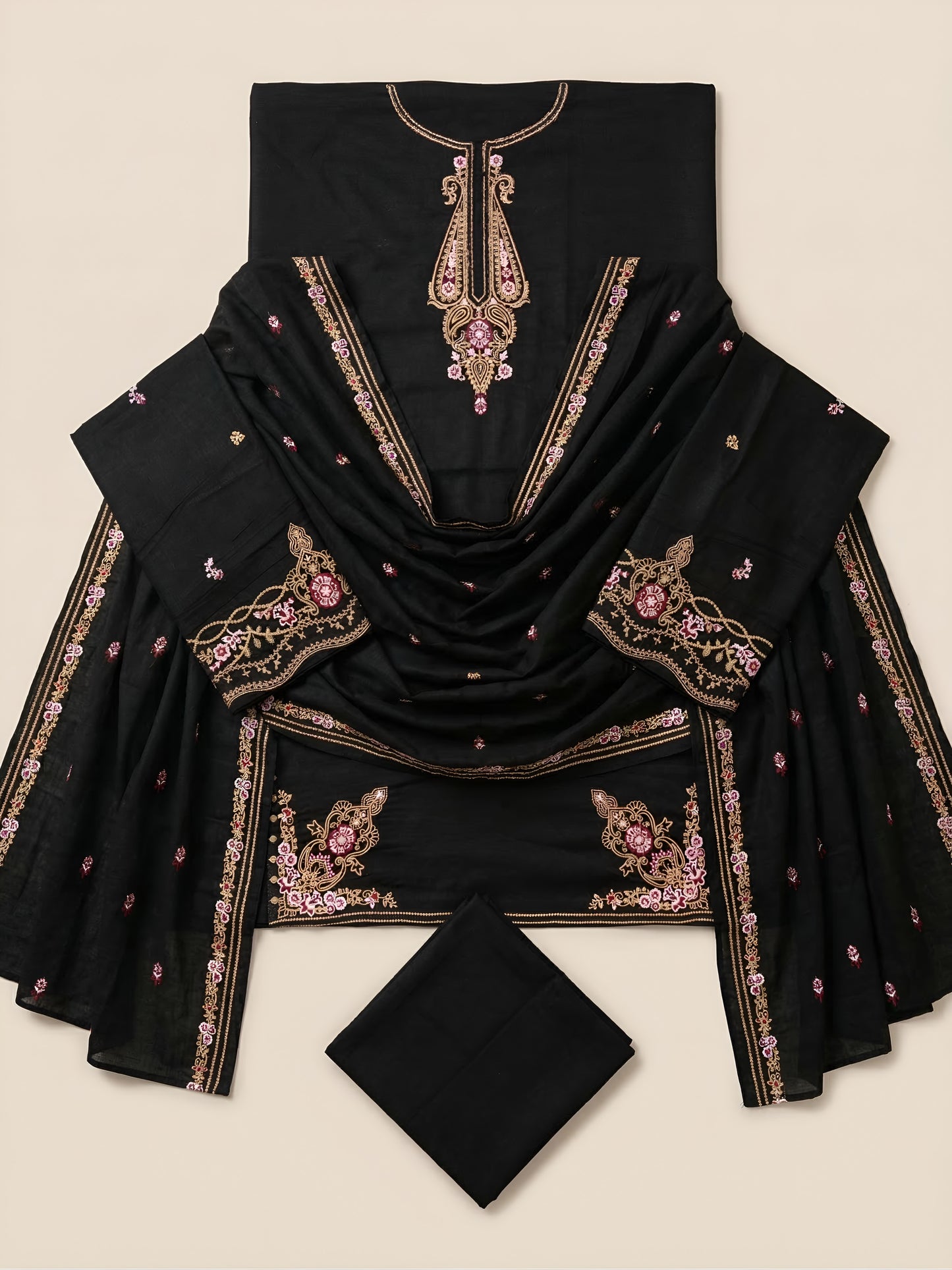 Noir Bloom | 3 Piece - Embroidered Premium Lawn Suit