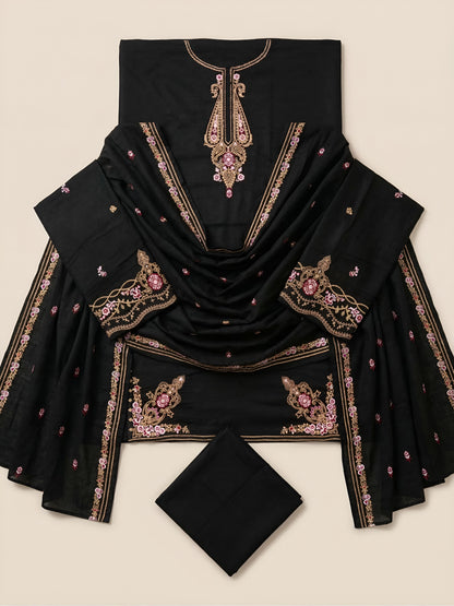 Noir Bloom | 3 Piece - Embroidered Premium Lawn Suit