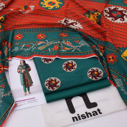 Emerald Elegance - 3 Piece Premium Printed Lawn-Unstitched