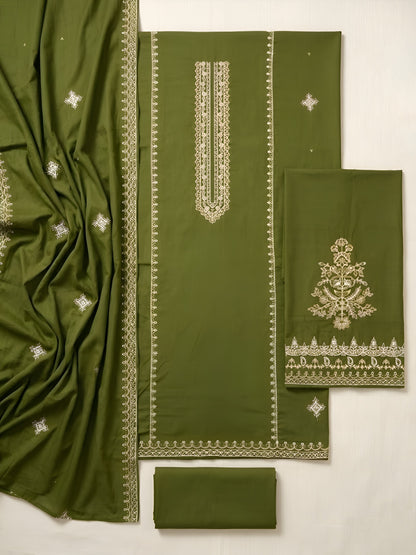Olive Whisper | 3 Piece - Embroidered Premium Lawn Suit