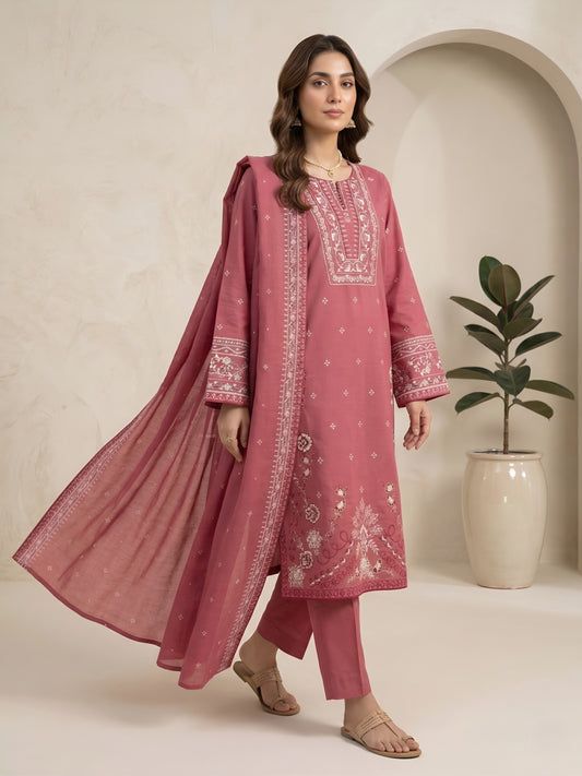 Desert Rose | 3 Piece - Embroidered Premium Breezé Lawn Cotton Suit