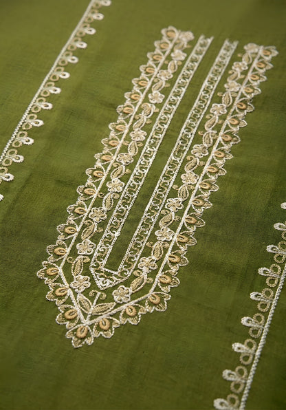 Olive Whisper | 3 Piece - Embroidered Premium Lawn Suit